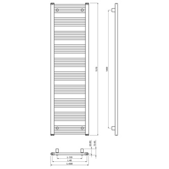 ALBRECHT Badheizkörper 600x1570mm,700W, Schwarz matt
