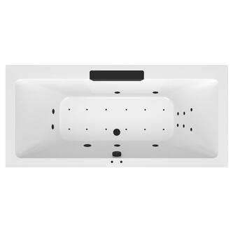CASCATA Whirlpool-Badewanne, 185x85x45cm, Kaskade Schwarz, Attraction Hydro-Air, Chrom
