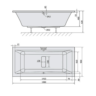MARLENE SLIM Rechteckwanne 190x90x48cm, weiss
