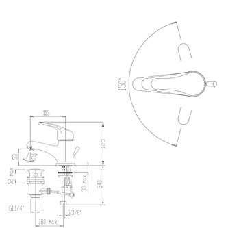 LOE Waschtischarmatur mit Ablaufgarnitur, Chrom
