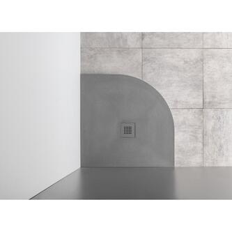 MITIA Gussmarmor-Duschwanne, Viertelkreis, R550, 90x90x2,6cm, grau
