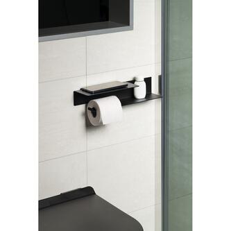 Toilettenpapierhalter mit Ablage 35cm, schwarz matt