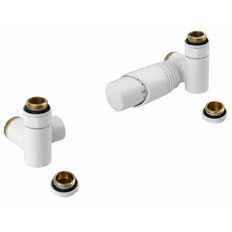 WICHER ECK COMBI Thermostat-Anschlussgarnitur, Eckform, Weiß