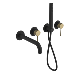 ULTRASAN Unterputz-Wannenarmatur , Set, Schwarz matt/Gold matt