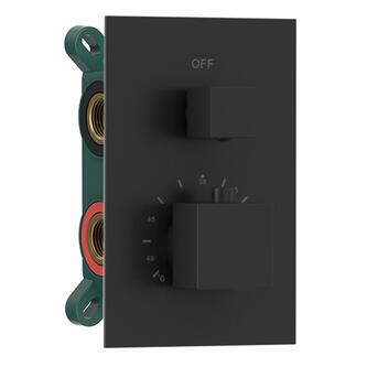 LATUS Thermostat-Unterputz Duscharmatur, Einbau-Box, 2 Wege, schwarz matt