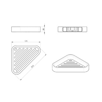 SMART eckige Ablage, 170x30x170mm, chrom