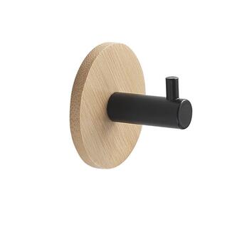HIMALAYA Haken selbstklebend, Schwarz matt/Bambus