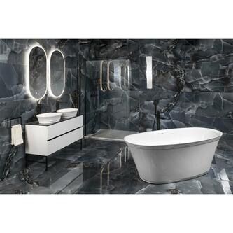 FLORINA Freistehende Gussmarmor-Badewanne 170x80x61cm, weiß