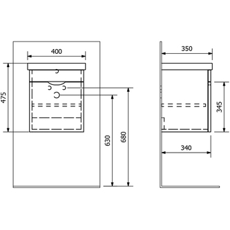 ELLA Unterschrank 37,5x43x34cm, 1x Tür, links, weiß