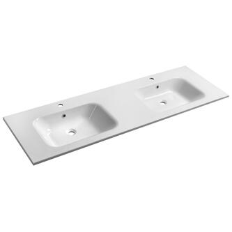 ARECA Gussmarmor-Doppelwaschtisch 161x51,5cm, weiß