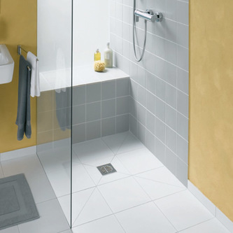 Duschwanne Duschelement 90x90x4,5cm befliesbar, Ablauf waagerecht