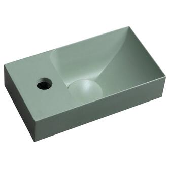 PICCOLINO Beton-Waschbecken 30,8x17cm, Wasserhahn linken, Grün matt