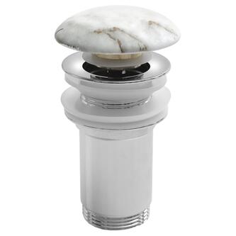 Ablaufgarnitur 5/4“, klick-klack, Keramik-Stopfen, 10-50mm, Bianco carrara