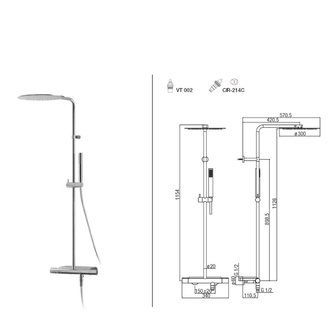 RHAPSODY Thermostat-Duschsäule mit Ablage, Chrom
