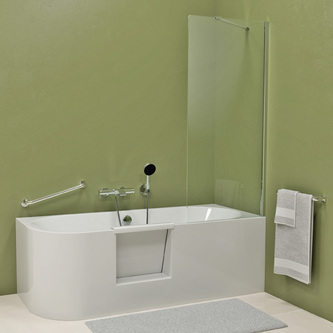 PORTAS Rechts Badewanne mit Tür, 160x75x60cm, Weiß