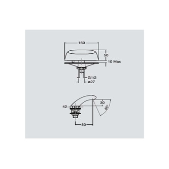 Wanneneinlauf, Breite 160mm, Chrom