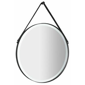 ORBITER runder Spiegel mit LED Beleuchtung, Riemen, ø 70cm, mattschwarz