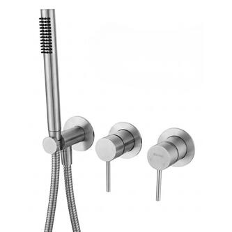MINIMAL Unterputz-Duscharmatur/Wannenarmatur mit Handbrause, 2 Wege, Edelstahl matt