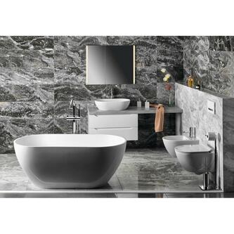 REDUTA Freistehende Badewanne, Gussmarmor 171x81x58cm, Weiß