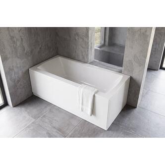 ELVINA Rechteckbadewanne mit Rahmengestell und Wannenschürzen,180x80x50cm, Links, Weiß