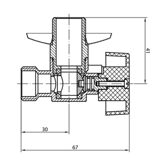 Eck-Waschmaschinenventil, mit Kugelventil 3/4"x1/2" - L, Chrom