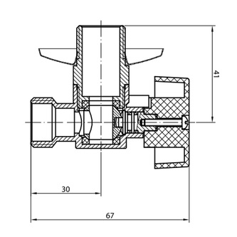 Eck-Waschmaschinenventil, mit Kugelventil 3/4"x1/2" - L, Chrom