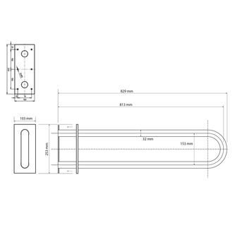 HANDICAP Stützgriff U-Form 813mm, Schwarz