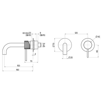 ULTRASAN 2-Loch Waschtischarmatur, Auslauf 15cm, Schwarz matt/Gold matt